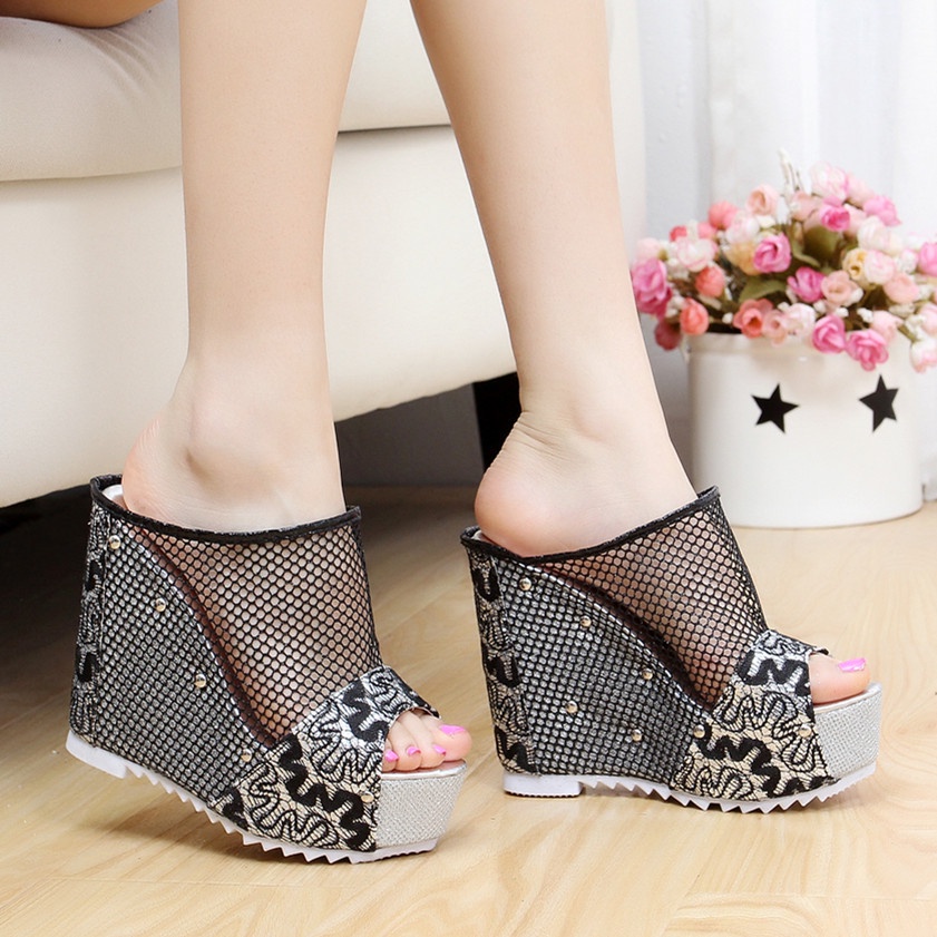 Giày Sandal Đế Xuồng Cao 12cm Thời Trang Dành Cho Nữ