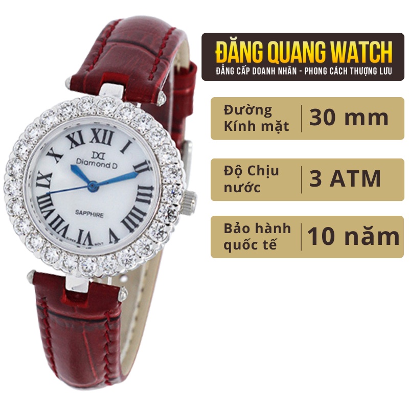 Đồng hồ nữ Diamond D DM63055W-R - Kính Sapphire