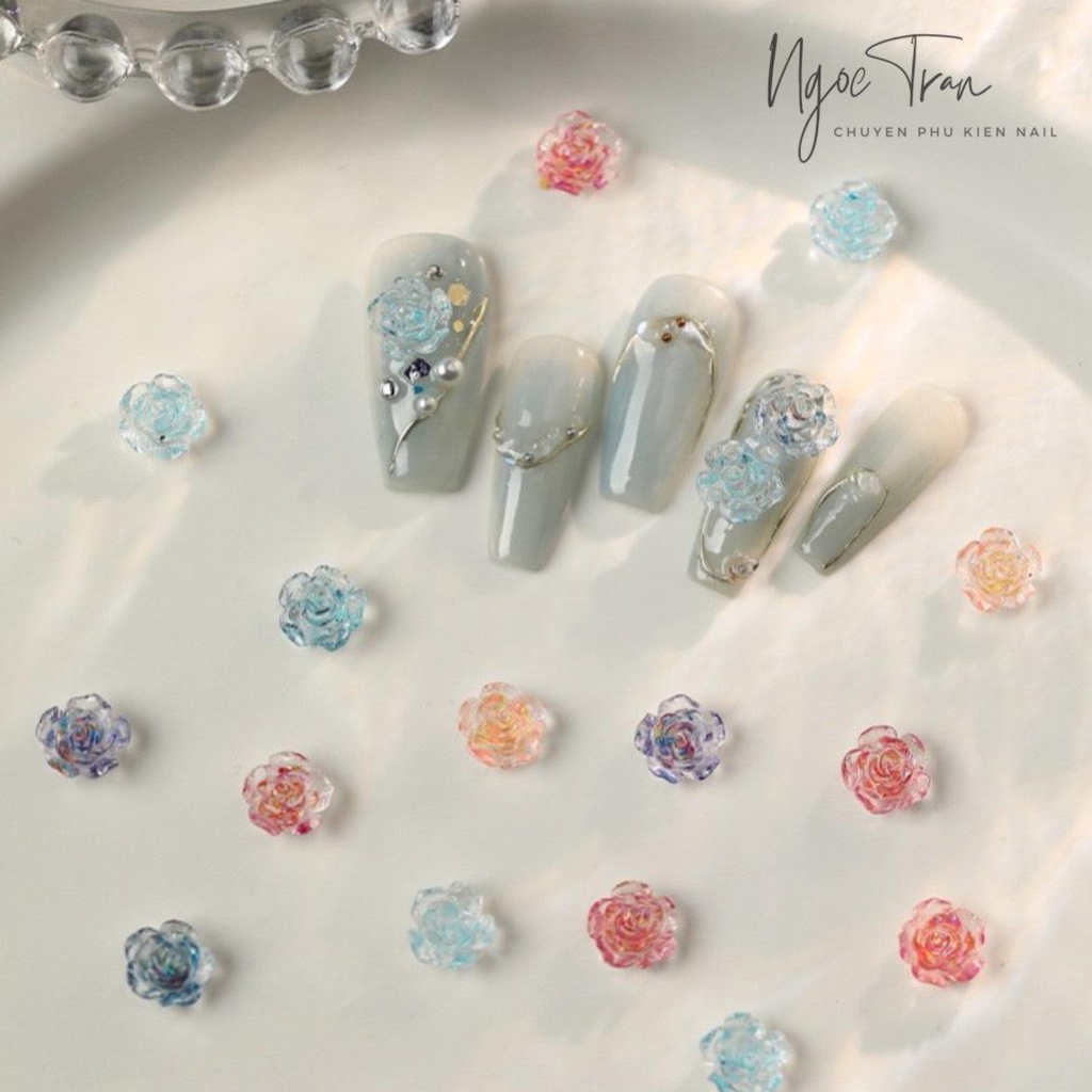 Set 50 Hoa Pha Lê Lạnh Đủ Màu Pastel Nhẹ Nhàng Ngọt Ngào | Trang Trí Móng Tay