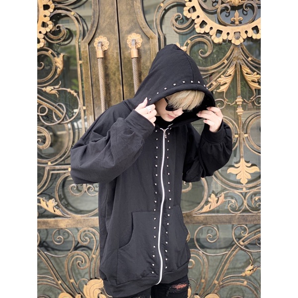 Áo Khoác Hoodie Zip Đính Đá VLTN, Áo Khoác Đinh Đính Đá Cao Cấp - Khoác Nỉ Fom Dáng Unisex Phối Đồ Cực Đẹp