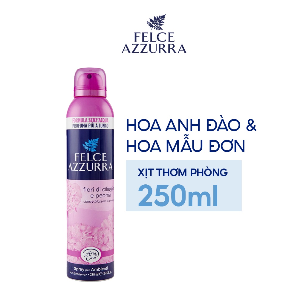 Xịt Phòng Felce Azzurra Hương Nước Hoa Ý, Chiết Xuất Hoa Anh Đào & Mẫu Đơn Thư Giãn 250ml - 8001280000720