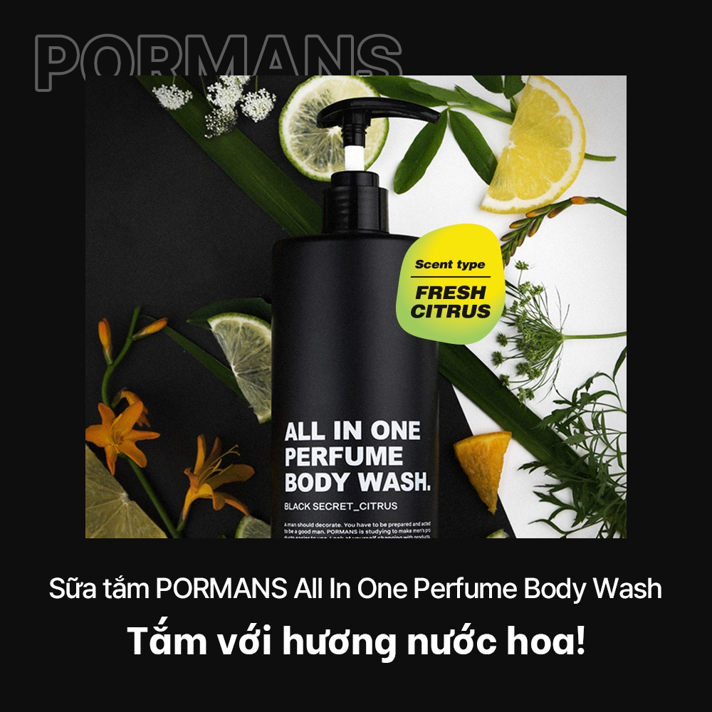 Sữa tắm PORMANS hương nước hoa tất cả trong một 500ml dành cho nam