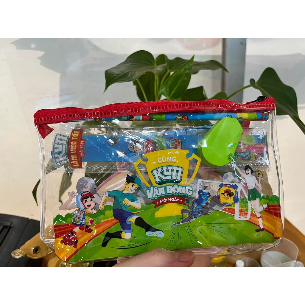 TÚI BÚT KUN tặng kèm viết chì, thước, gom hàng khuyến mãi sữa kun