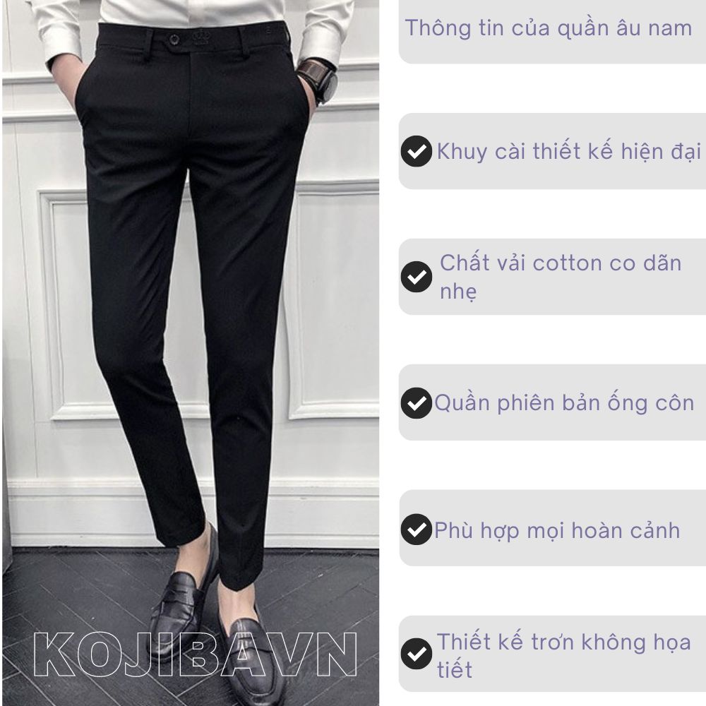 Quần vải nam Kojiba cao cấp dáng slimfit ống côn phong cách Hàn Quốc-Công sở chuẩn from giữ dáng vải chống nhăn,xù,phai