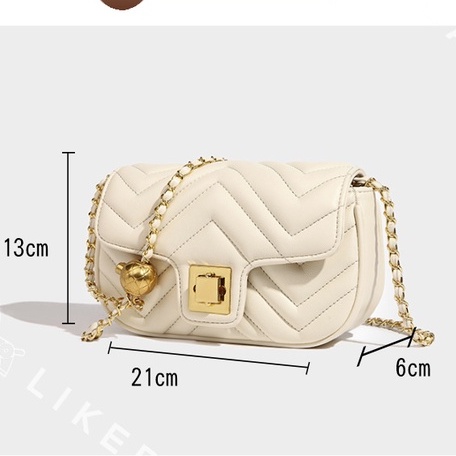 Túi đeo chéo LIKEBAG đeo vai trắng đen, da PU khóa vuông 224XK6978 LIBAGI
