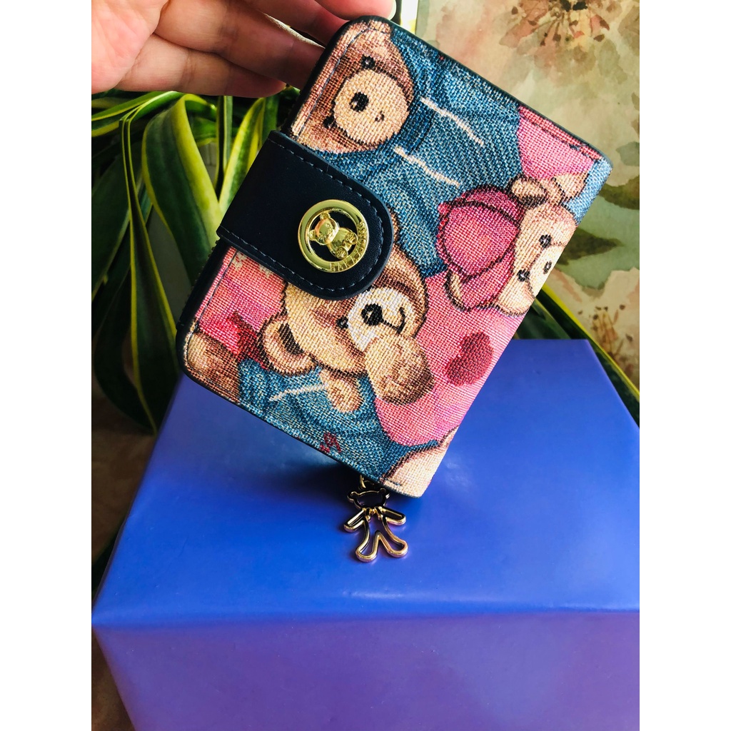 Ví Đựng Tiền Xu Đa Năng Có Khóa Kéo Thiết Kế Hình Chú Gấu Dễ Thương Dành Cho Nữ