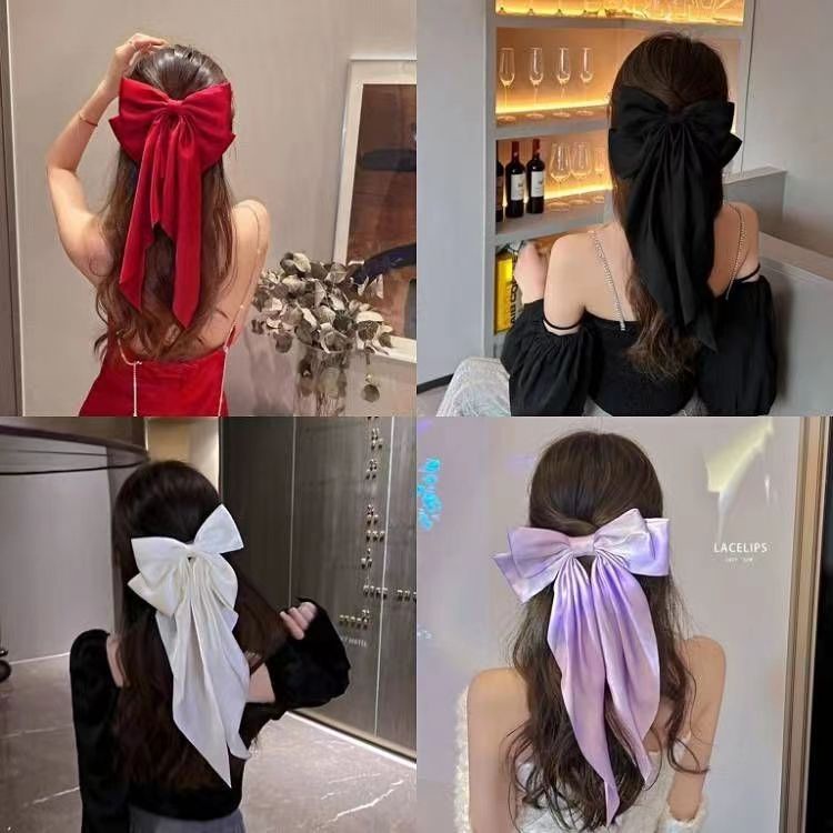 Kẹp Tóc Nơ Ruy Băng Dài Cổ Điển Hàn Quốc Cho Nữ