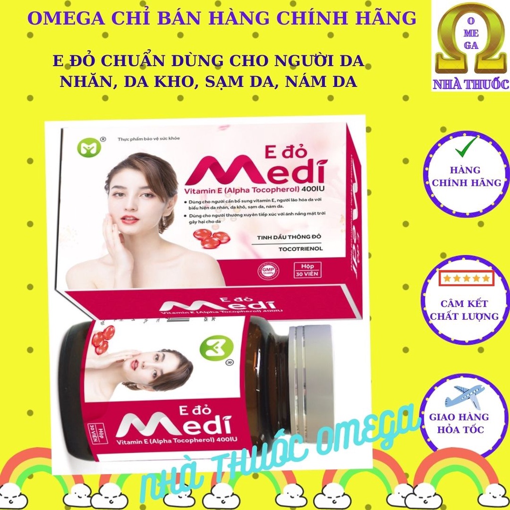 E Đỏ MEDI, TINH DẦU THÔNG ĐỎ, GIÚP BẢO VỆ VÀ HẠN CHẾ LÃO HÓA DA, LÀM ĐẸP DA