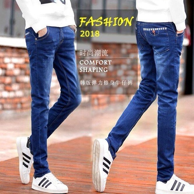 LEVIS Quần Jean Đen Dáng Ôm Ống Suông Rách Gối Phong Cách Hàn Quốc Cho Nam