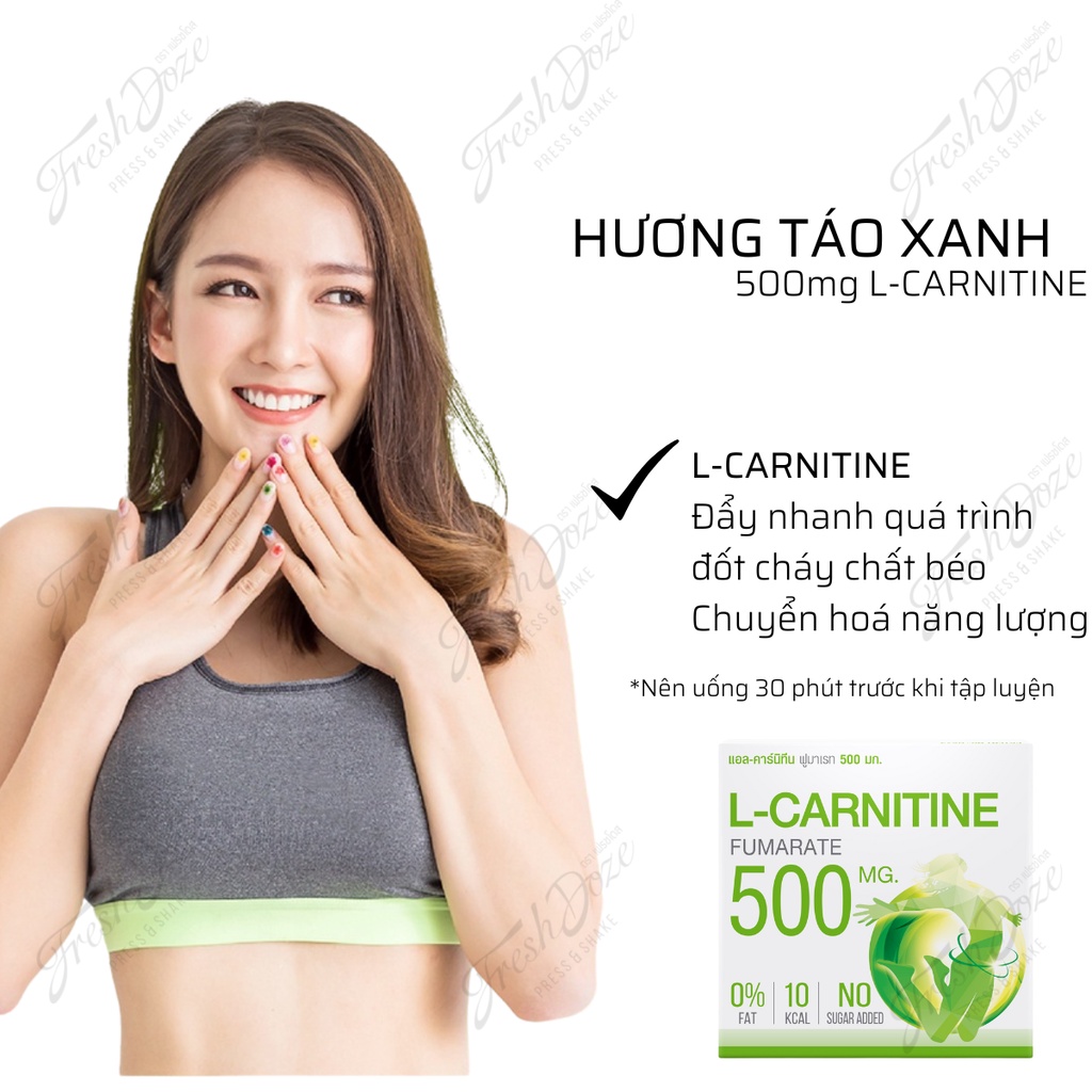 Hộp 500mg L-Carnitine hỗ trợ giảm cân FreshDoze hương táo xanh 3.5g