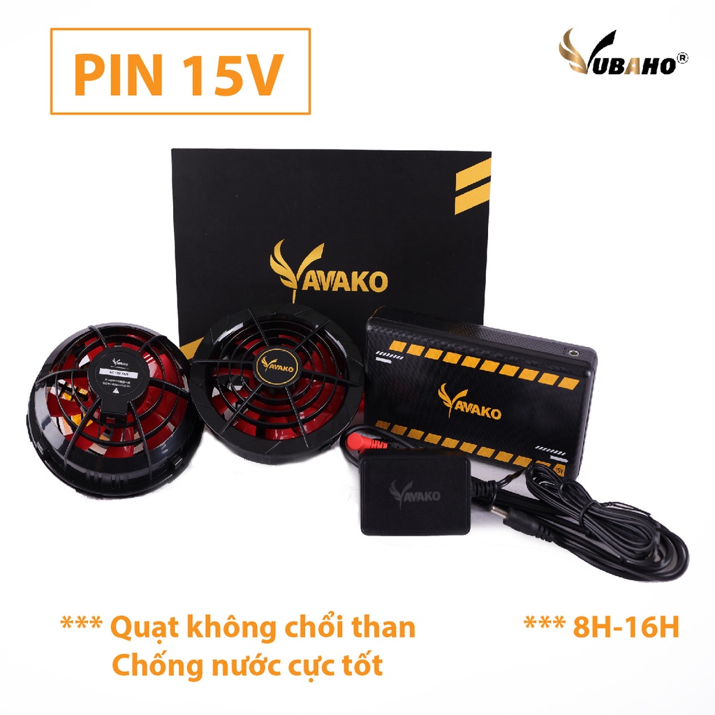 Áo Quạt điều hoà Nhật Bản YAMAKO, Áo quạt điều hoà có mũ Áo bảo hộ lao động, bảo hành 18 tháng - Màu ghi tối