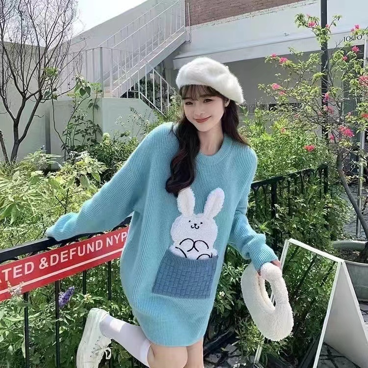 Áo Sweater Tay Dài In Hình Thỏ Hoạt Hình Phong Cách Hàn Quốc Dành Cho Nữ