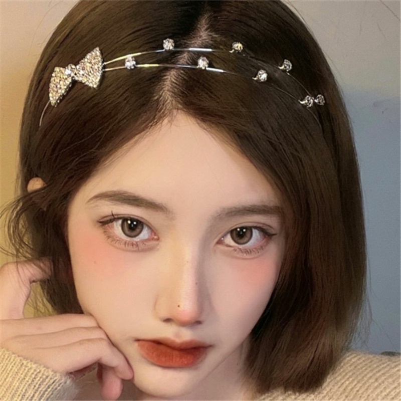 Cài tóc hình nơ, băng đô cài tóc đính đá phong cách hàn quốc dễ thương