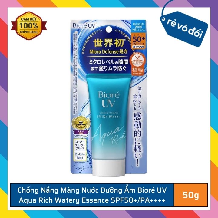 Kem chống nắng màng nước dưỡng ẩm Biore UV Aqua Rich Watery Essence SPF50+/PA++++ 50g
