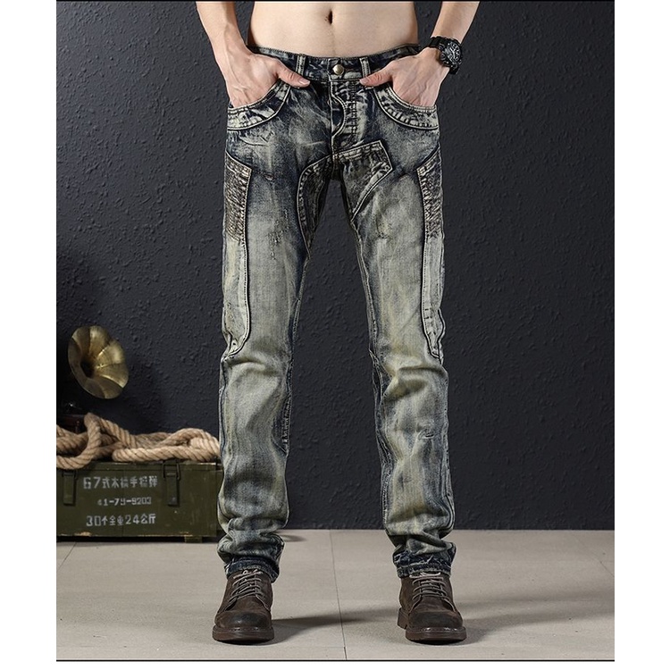 Quần Jeans Dài Lưng Vừa Phong Cách Đường Phố Nhật Bản Thời Trang Cho Nam