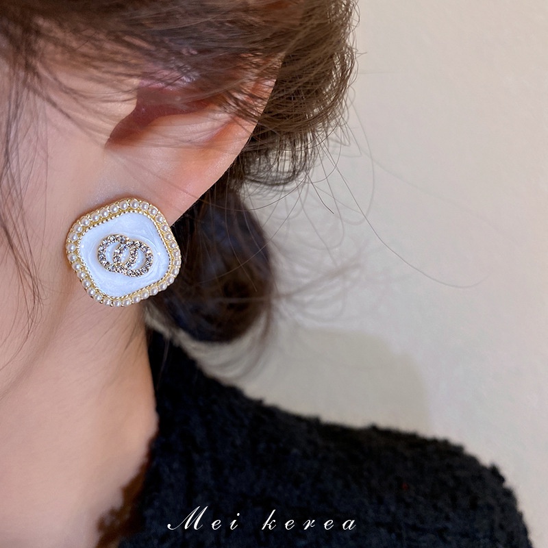 Bông Tai Đính Kim Cương &amp; Ngọc Trai Giả Cao Cấp Sang Trọng Thời Trang 2022