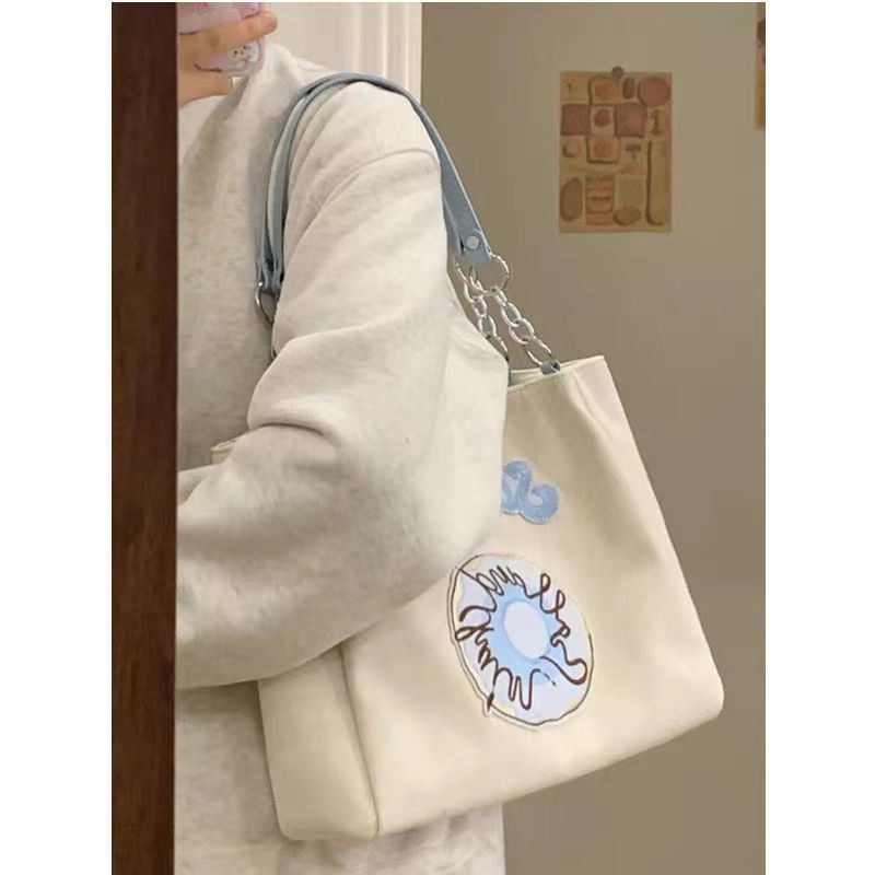 Túi xách Công suất lớn Túi đeo vai In thêu Hàn Quốc Túi vải 31 X 27 X 12CM