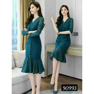 Đầm Umi Phối Ren Cổ Tim D90993