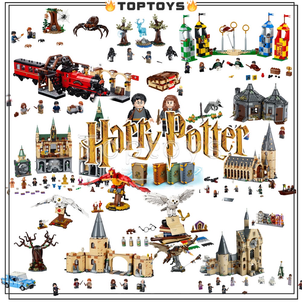 Harry Potter SET Building Blocks Hogwarts Castle Knight Bus Hedwig Quidditch Match Diagon Alley Mô hình Đồ chơi xây dựng Quà tặng