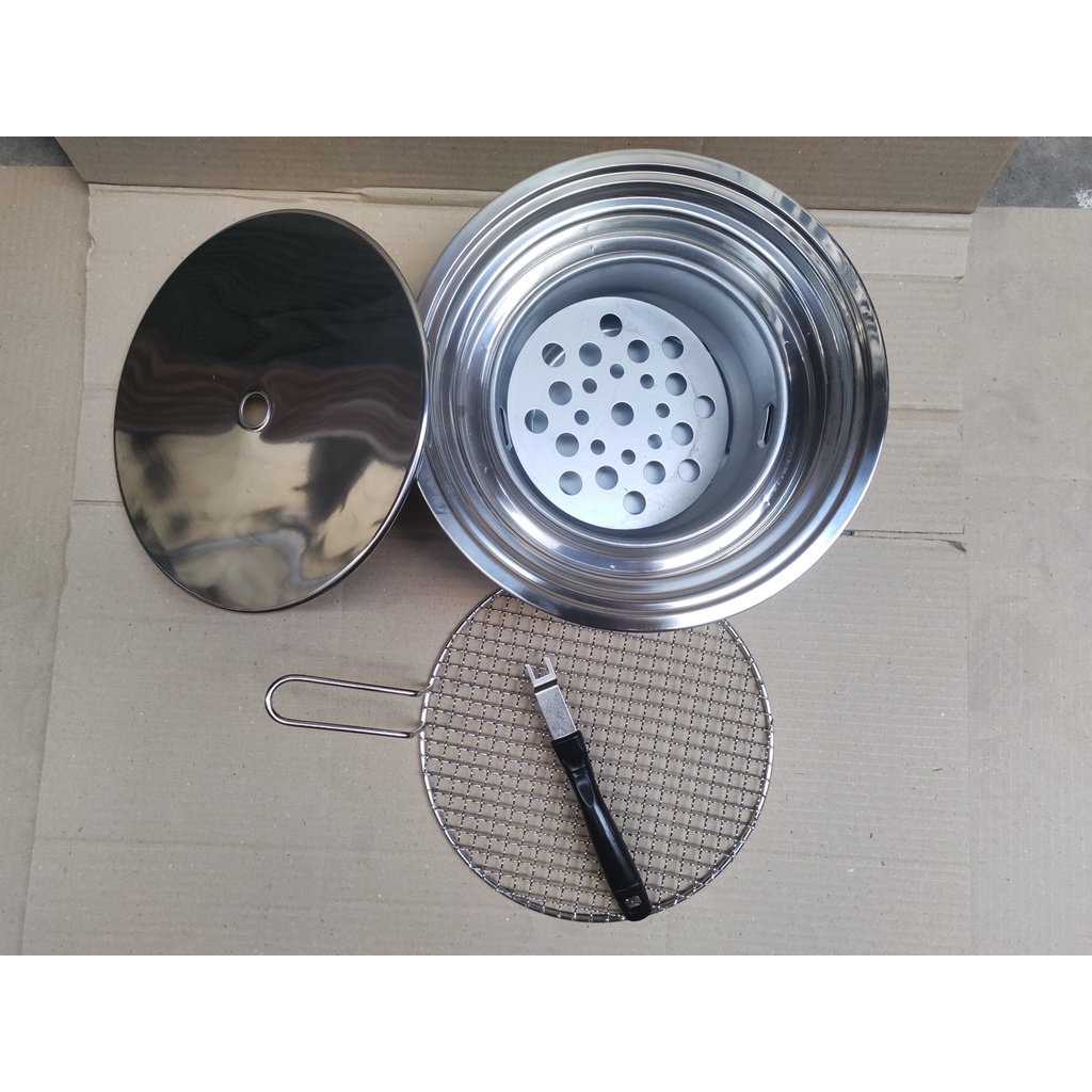 Bếp nướng âm bàn vỉ nướng inox + nắp bếp