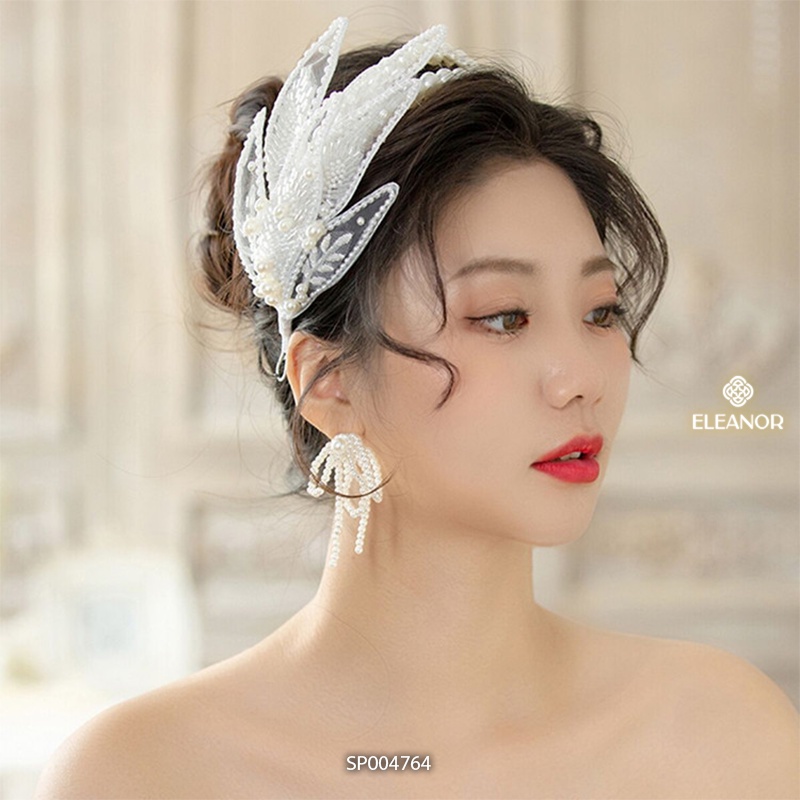 Bông tai nữ ngọc trai nhân tạo Eleanor Accessories chuôi bạc 925 phụ kiện trang sức chuỗi hạt hình nơ