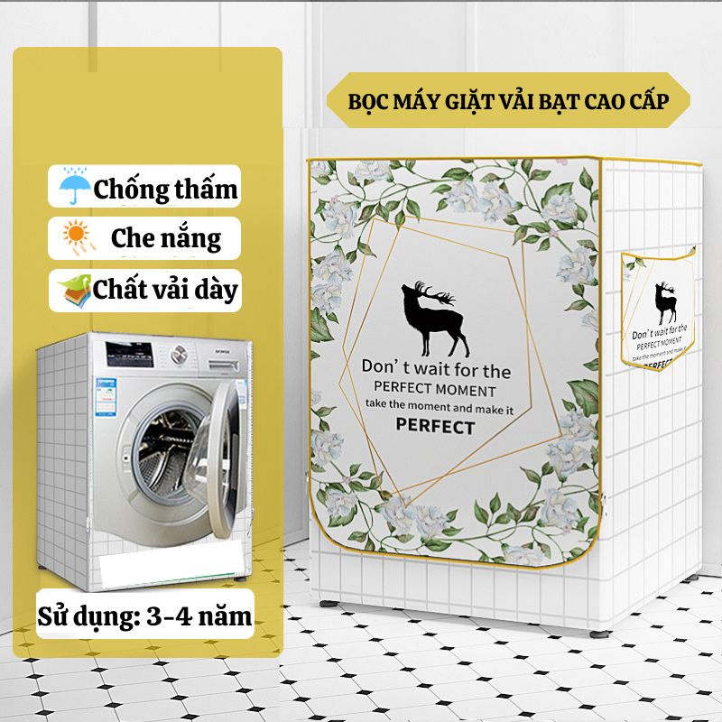 Áo trùm bọc máy giặt cửa ngang chống mưa nắng che bụi bẩn vải bạt cao cấp Dotina ATBN10
