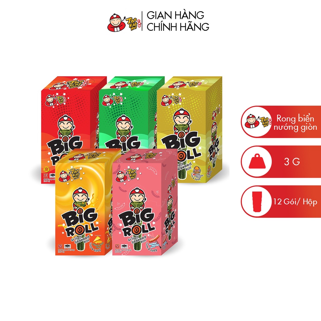 Snack rong biển TaoKaeNoi BIG ROLL 3g (12 gói)