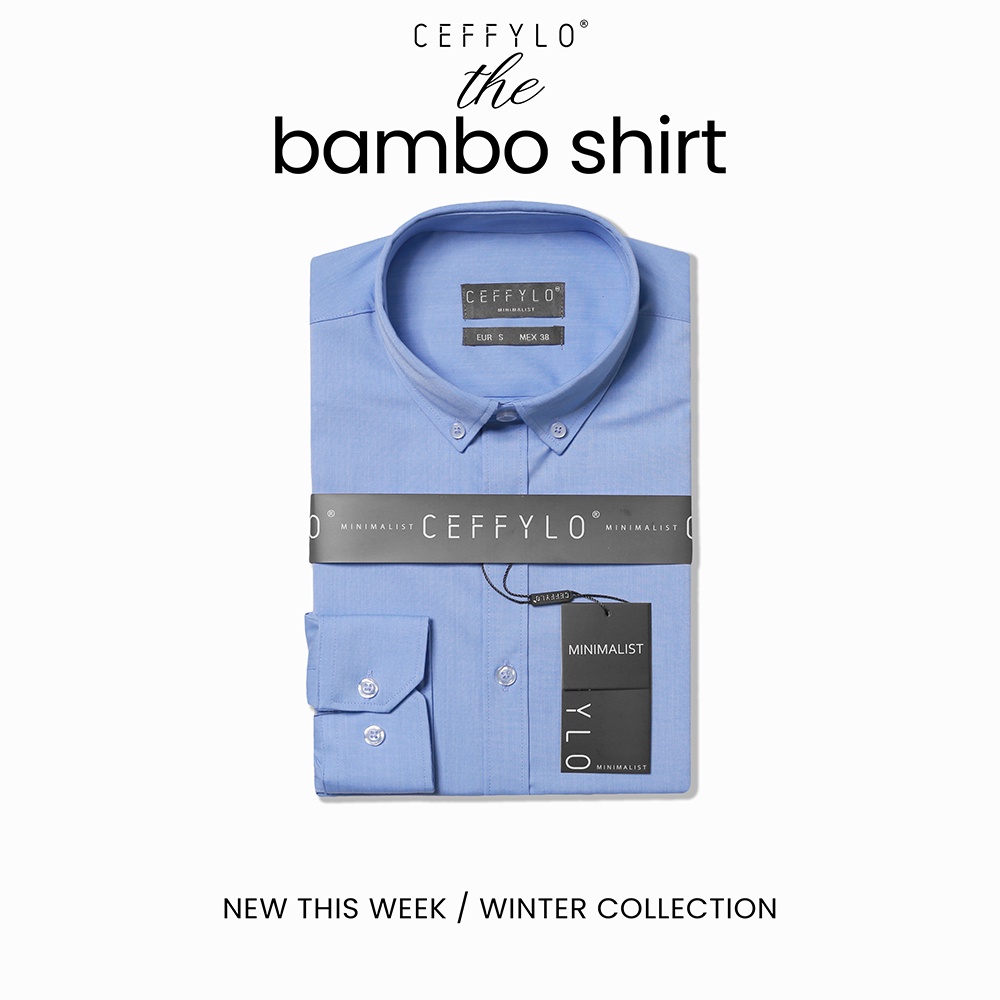 Áo Sơ Mi Nam Dài Tay BAMBOO CASUAL Cao Cấp Màu Xanh Da Trời, Chất Liệu Sợi Tre Chống Nhăn Tốt, Form Slimfit - CEFFYLO