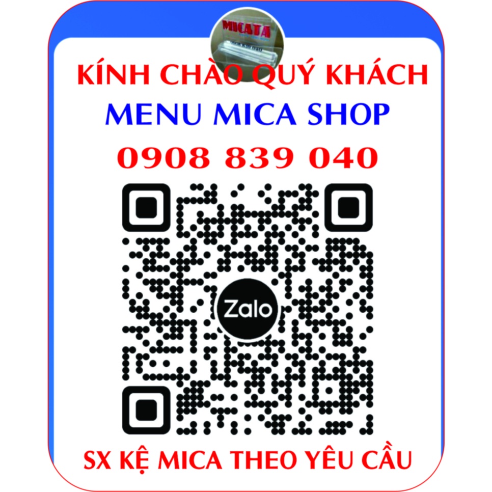 MENU MICA  QUÉT MÃ QR - SX THEO YÊU CÀU QUÝ KHÁCH