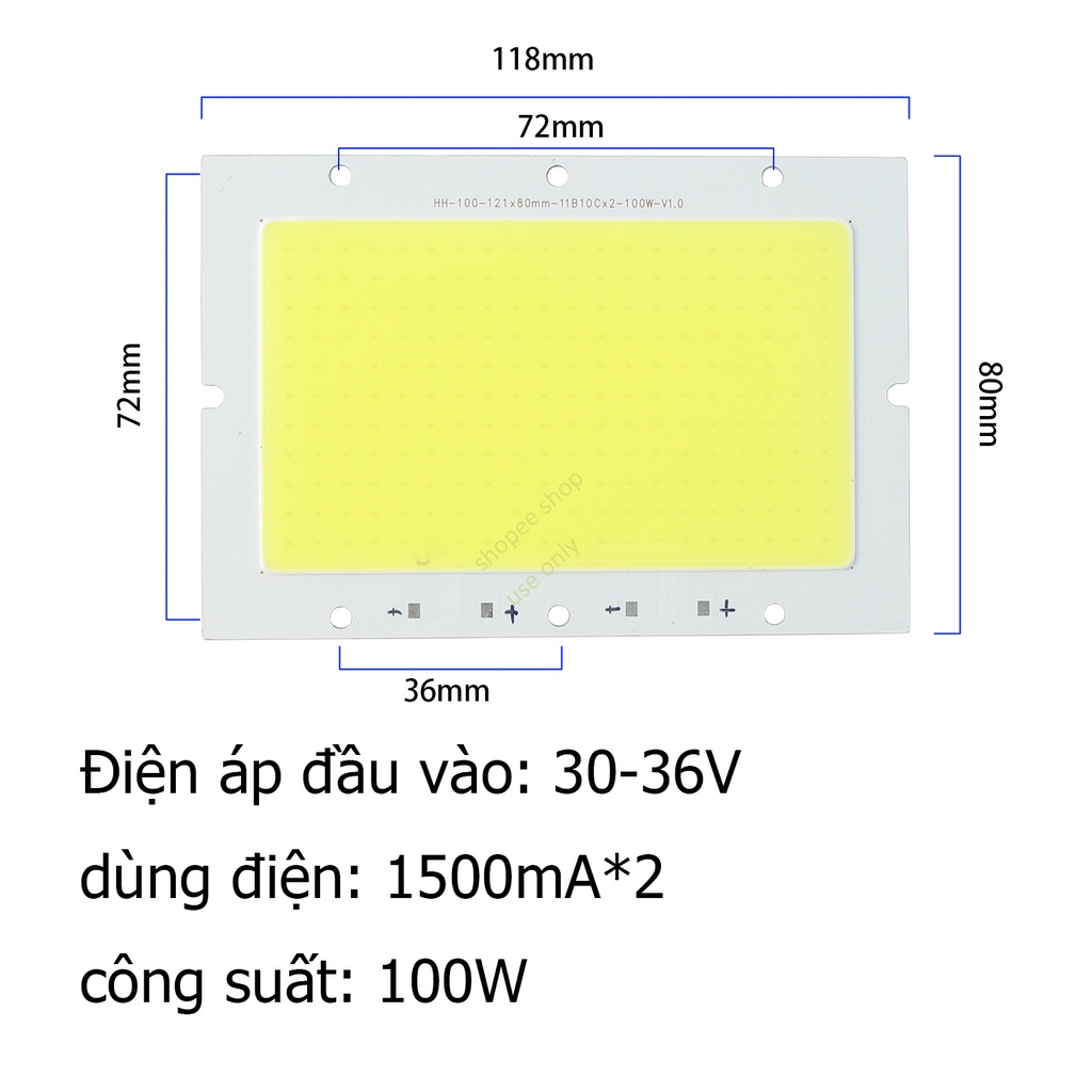Chip LED COB 100W 150W 200W Ánh sáng Trắng/Vàng