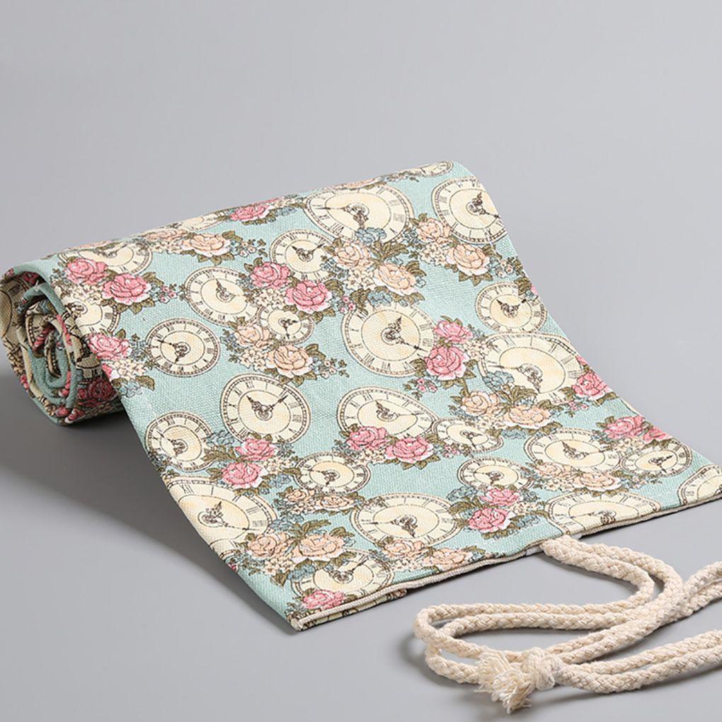 Túi Đựng Bút Dạng Cuộn 12-24 In Họa Tiết Hoa Hồng Tiện Dụng