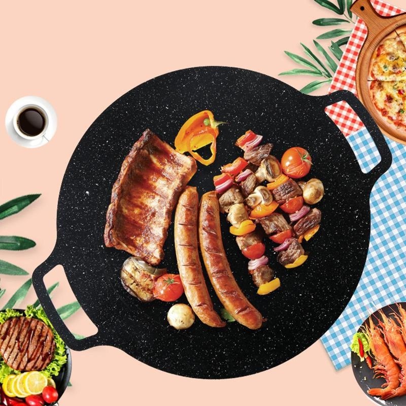 Chảo Nướng Vân Đá Siêu Chống Dính Kiểu Hàn Quốc Size 34cm, Chảo Chiên, Xào, Rán, Nướng BBQ - Tuấn Tú Office Store