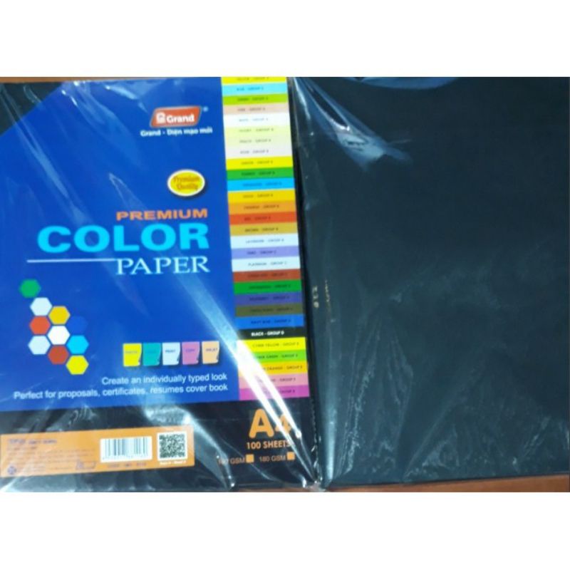 Gam bìa A4 đen định lượng 160gsm ( sét 100 tờ )