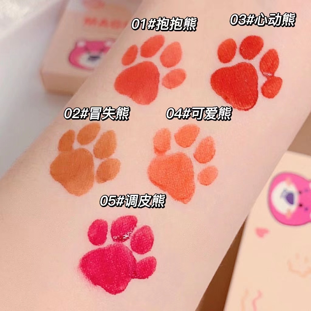 Son Kem Màu Lì Kháng Nước Lâu Trôi Vỏ In Hình Gấu Hồng