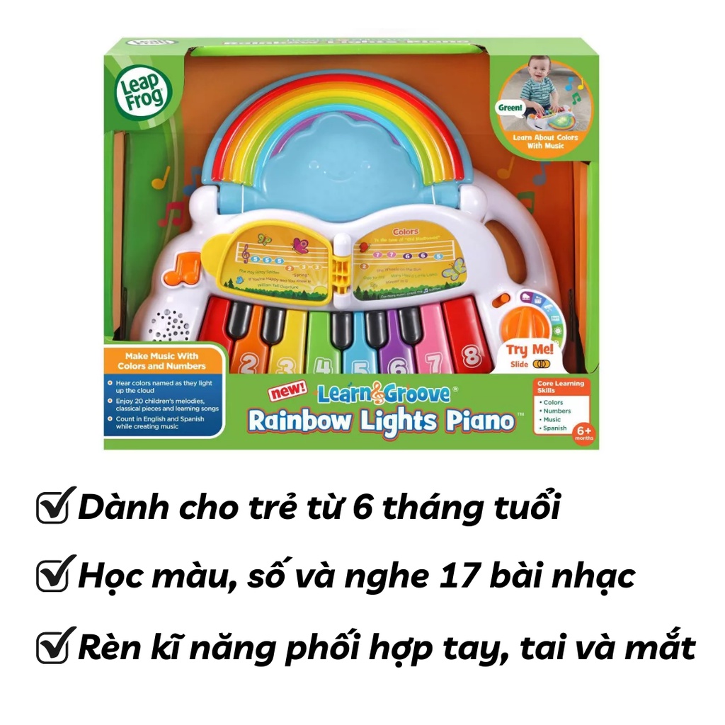 Đồ chơi Leapfrog– Đàn cầu vồng Rainbow Lights Piano LeapFrog dành cho trẻ từ 6 tháng.