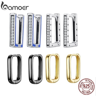 BAMOER Bông Tai Dạng Kẹp Đính Đá zircon Đơn Giản Thời Trang Cho Nữ