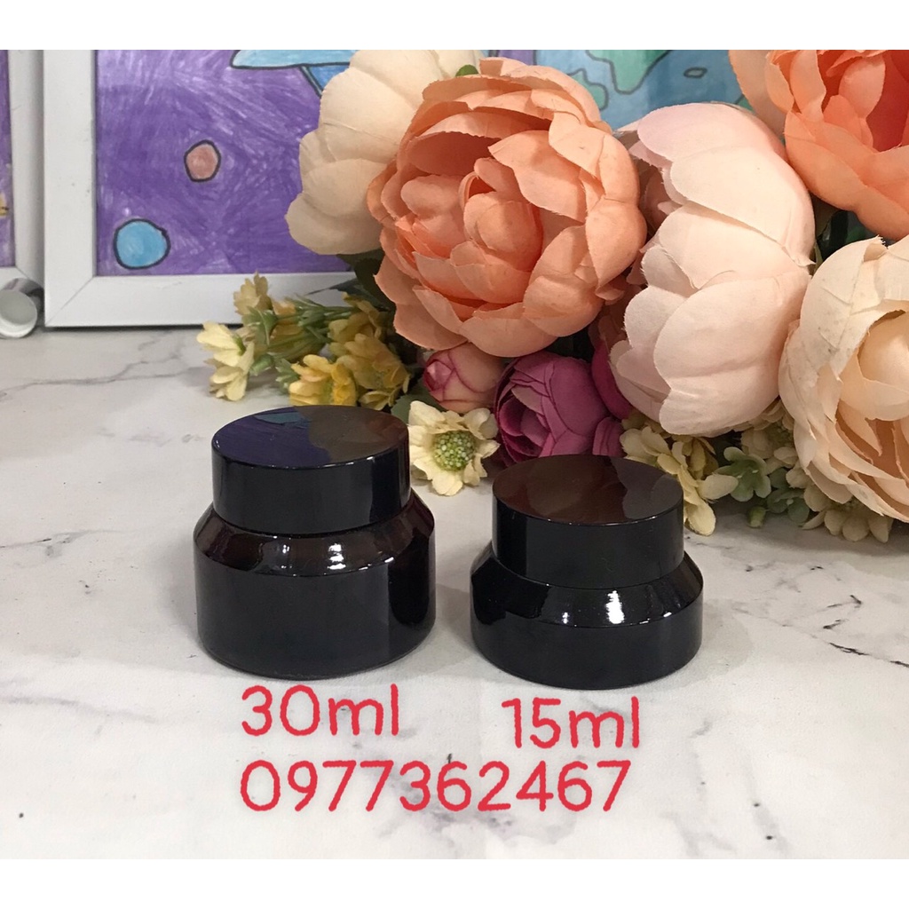 Vỏ lọ thuỷ tinh,hũ thuỷ tinh đựng mỹ phẩm HŨ ZD NÂU 15ml, 30ml