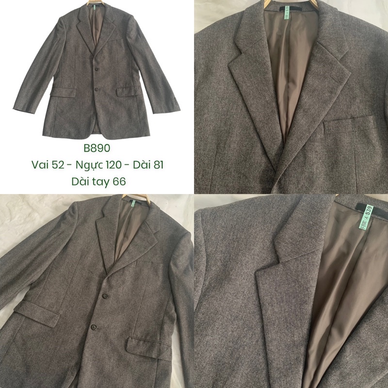 Áo khoác blazer menswear nam nữ B890 form suông dài đẹp chất dày dặn đứng form 2hand Nhật si tuyển ảnh thật
