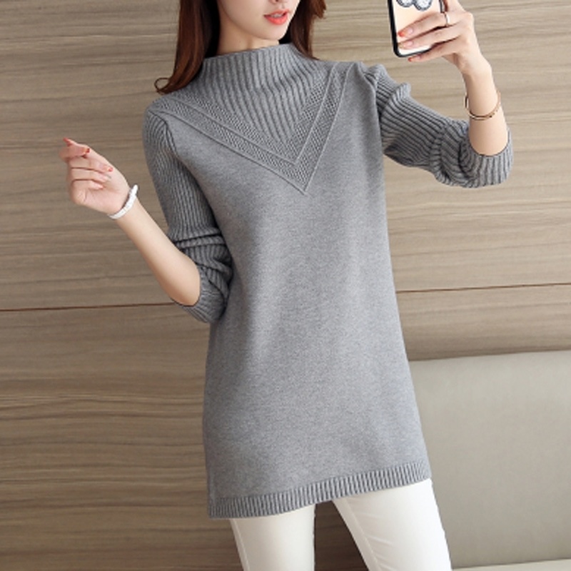 Áo Sweater Dáng Dài Vừa Phải Dày Dặn Phong Cách Thu Đông Hàn Quốc Mới Dành Cho Bạn Nữ