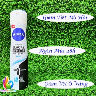 Xịt khử mùi nữ giảm vệt ố vàng nivea invisible for black & white 150ml