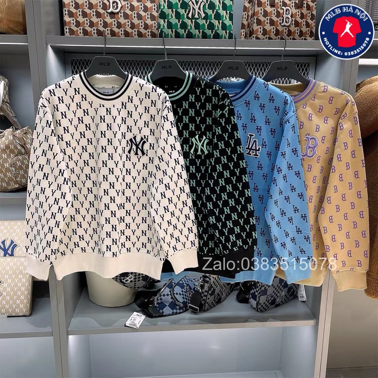 Áo MLB Chính Hãng Áo nỉ Sweater MLB nam nữ Classic Monogram Front Brushed Overfit chuẩn Auth