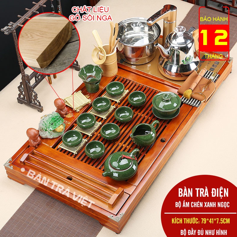 Bộ Bàn Trà Điện Thông Minh Song Ngư Ấm Pha Trà Thông Minh Mẫu Bàn Gỗ Sồi Bếp Pha Trà Bộ Ấm Chén Gốm Sứ