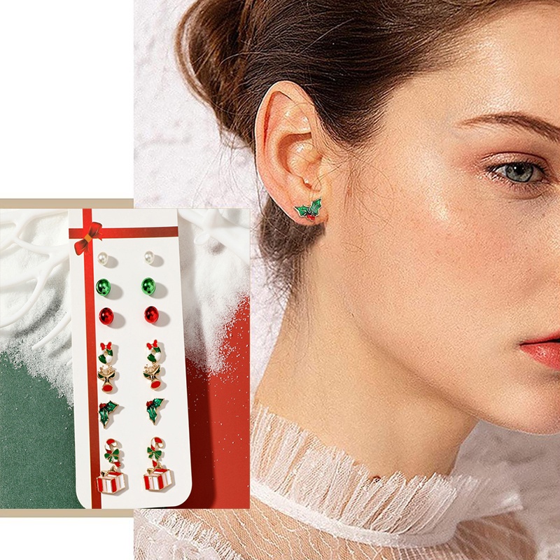 Bộ Khuyên Tai Kim Loại Dầu Nhỏ Giọt Hình Ông Già Noel Tuần Lộc Giáng Sinh Dễ Thương Tinh Tế Phụ Kiện Trang Sức Giáng Sinh Tinh Tế Cho Nữ