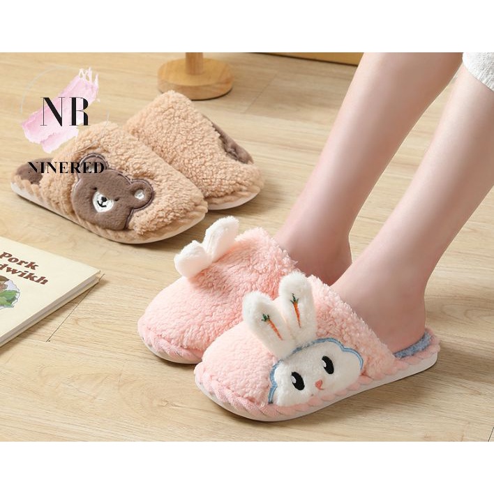 Dép Lông Đi Trong Nhà Nam Nữ Thỏ Gấu Xinh Xắn Cho Mùa Đông Ấm Áp Đế Dép Chống Trơn NineRed Homewear - D123 - D102