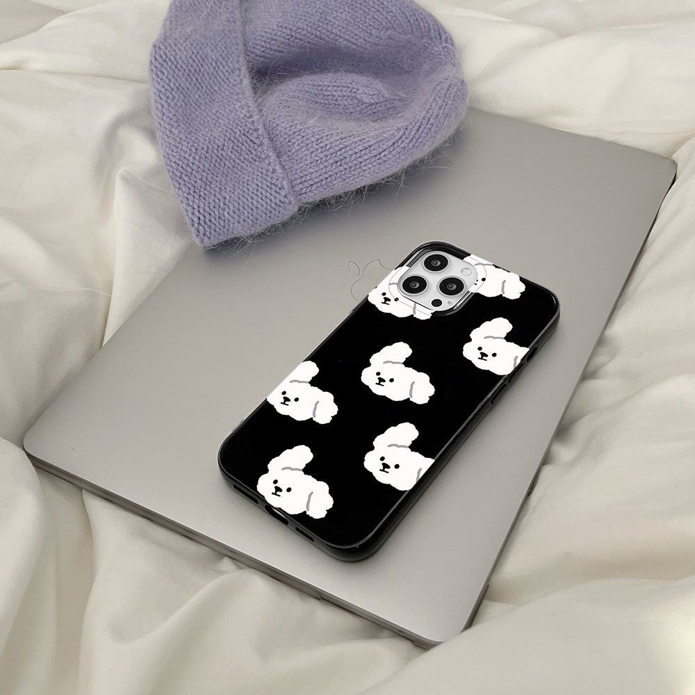 Ốp Điện Thoại TPU Dẻo Màu Đen In Hình Chú Chó Tai To Dễ Thương Cho Iphone 14 Pro Max 11 7Plus 13 12 11 Pro Max
