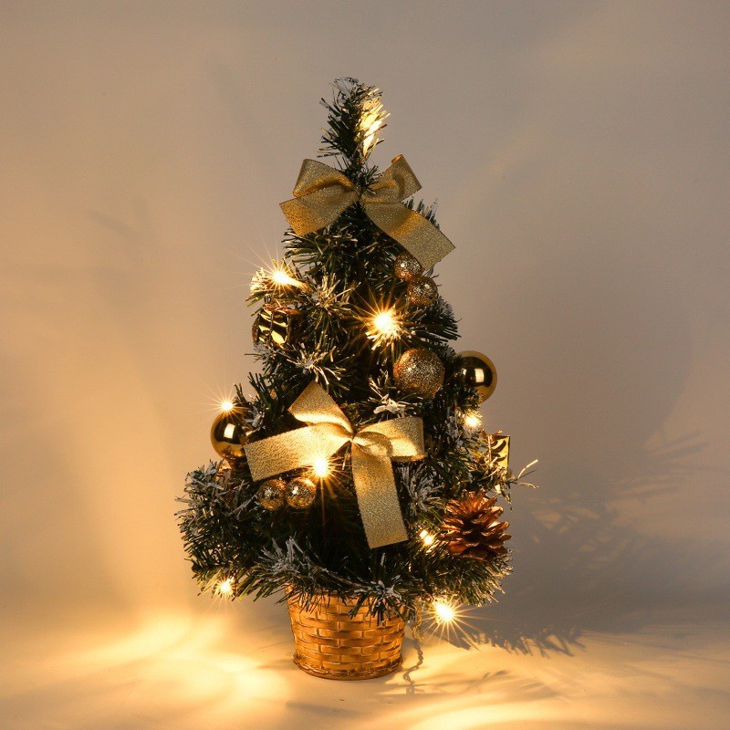 Cây Thông Giáng Sinh Mini 40cm Có Đèn Trang Trí Bàn Ăn