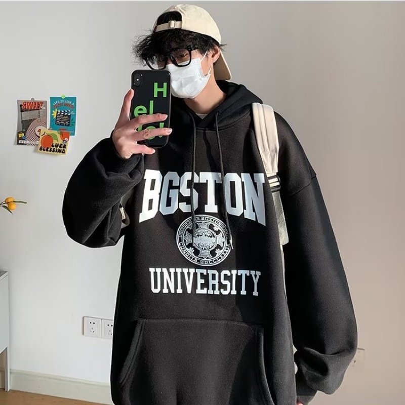 Áo hoodie Dáng Rộng In Chữ Phong Cách Nhật Bản Thời Trang Cao Cấp Cho Nam