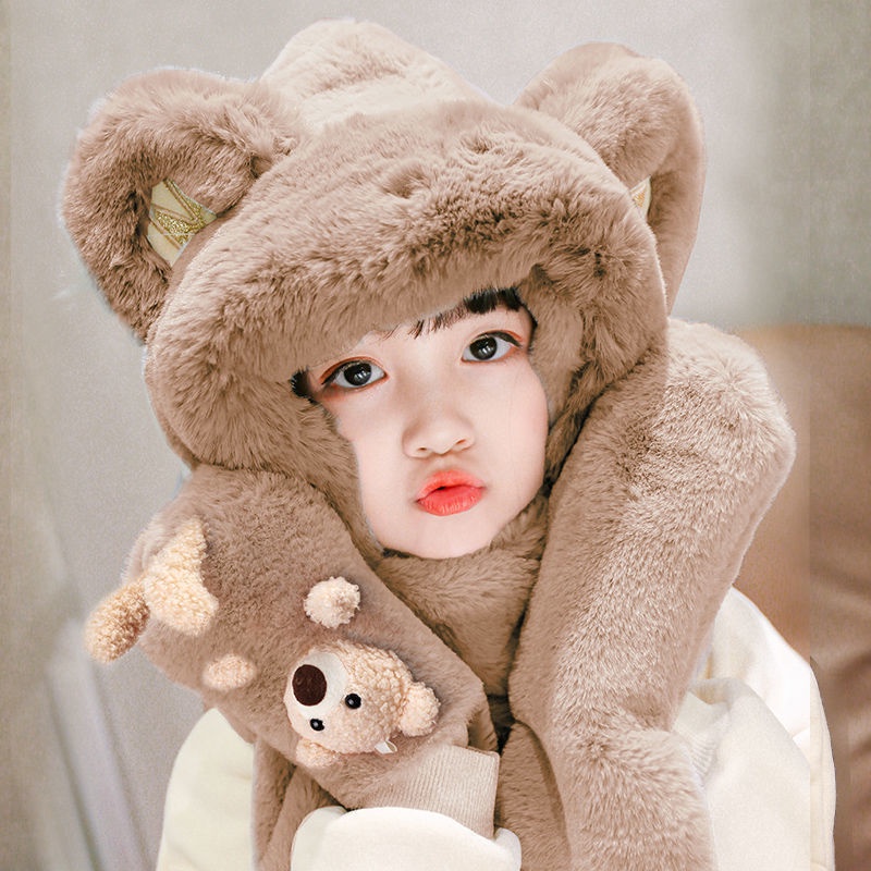 Set Mũ Len Kèm Khăn Choàng Cổ Và Găng Tay Giữ Ấm Mùa Đông Cho Bé