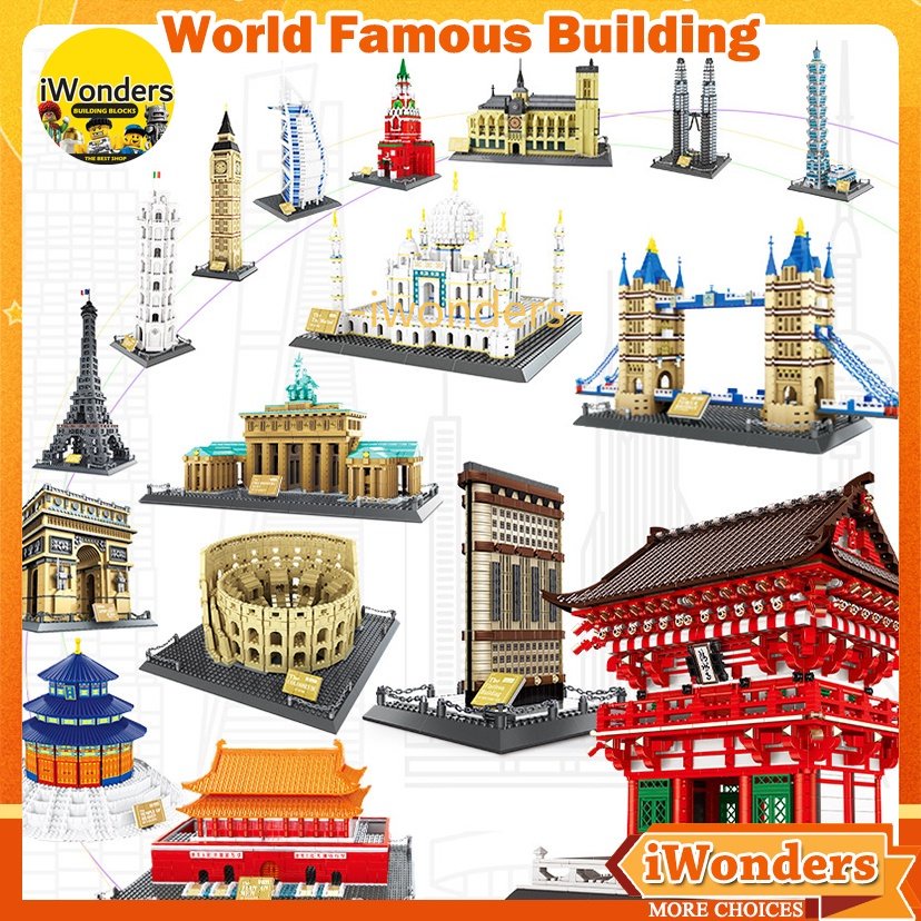 Đồ Chơi Khối Xây Dựng Hình Cây Cầu Ma Triomphe Taj Mahal Big Ben Temple of Heaven Luân Đôn