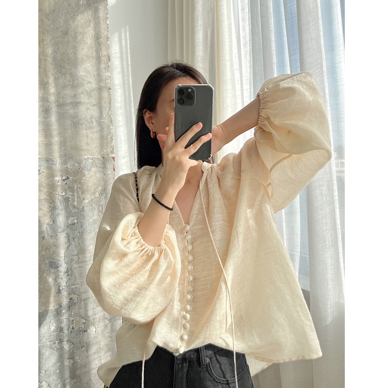 Áo Sơ Mi Vải Lanh Tay Lỡ In Họa Tiết Hoa Thời Trang Mùa Hè Mới Cho Nữ
